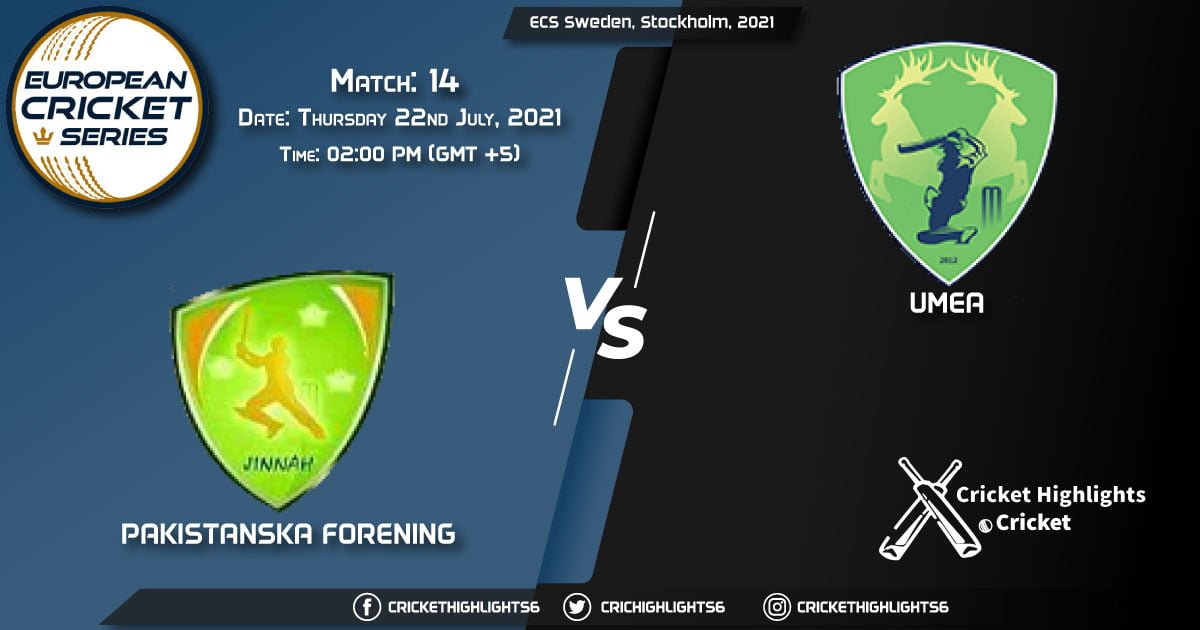 PF vs UME, Live Scorecard, Match 14, July 22, 2021, Live Cricket Score, ECS Sweden, Stockholm, 2021