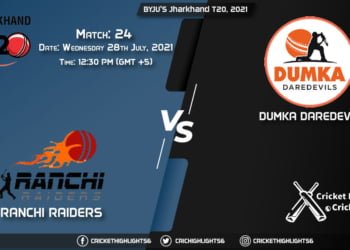 RAN vs DUM, Live Scorecard, Match 24, July 28, 2021, Live Cricket Score, BYJU'S Jharkhand T20, 2021