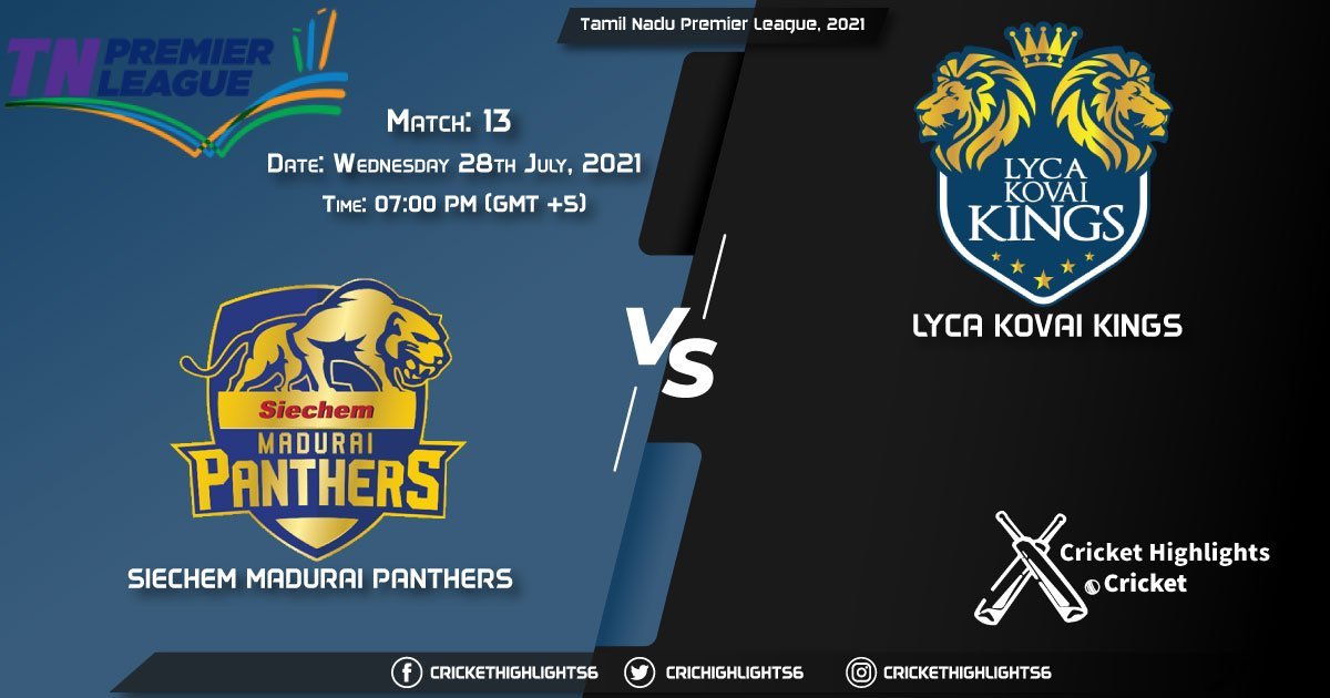 SMP vs LKK, Live Scorecard, Match 13, July 28, 2021, Live Cricket Score, Tamil Nadu Premier League, 2021