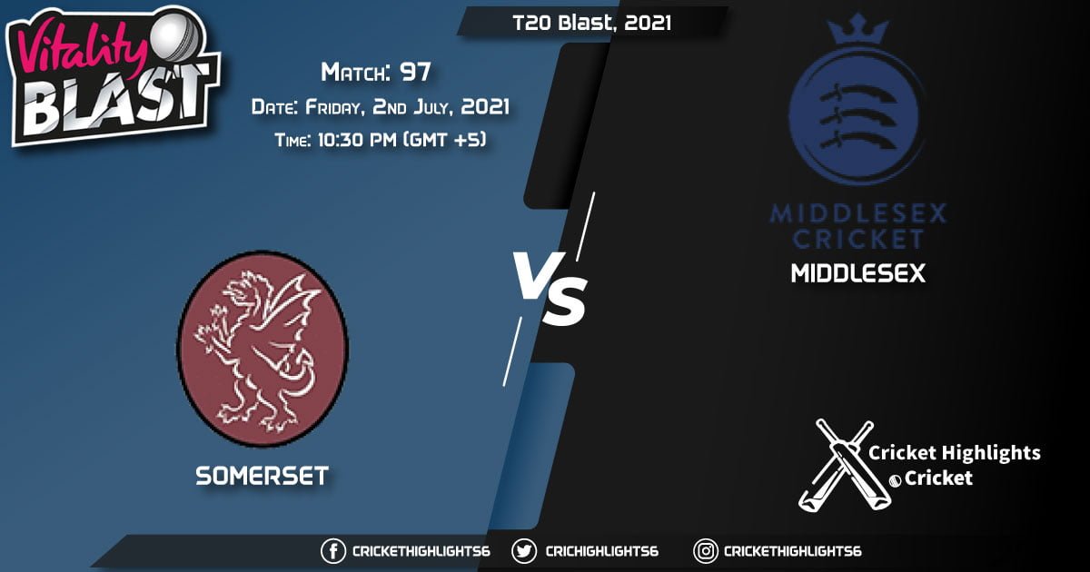 SOM vs MID, Live Scorecard, Match 97, July 2, 2021, Live Cricket Score, T20 Blast, 2021