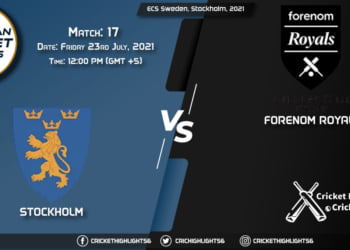 STO vs FOR, Live Scorecard, Match 17, July 23, 2021, Live Cricket Score, ECS Sweden, Stockholm, 2021