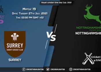 SUR vs NOT, Live Scorecard, Match 19, July 27, 2021, Live Cricket Score, Royal London One-Day Cup, 2021