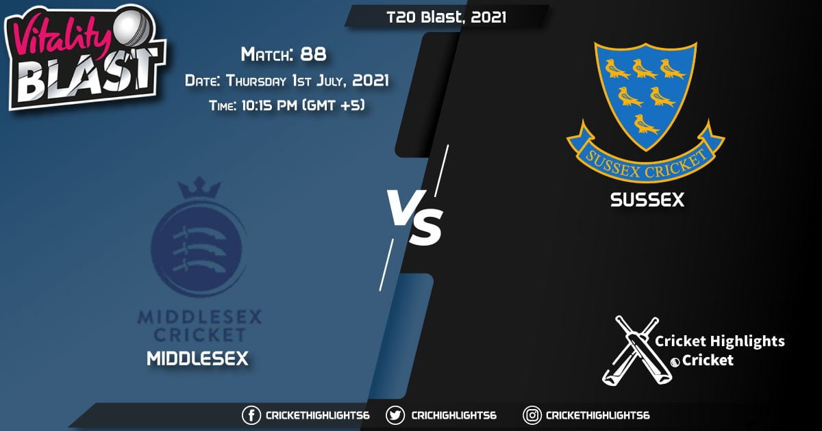 T20 Blast, 2021 Live Match 88, MID vs SUS LIVE Streaming for free, When, Where, How to Watch