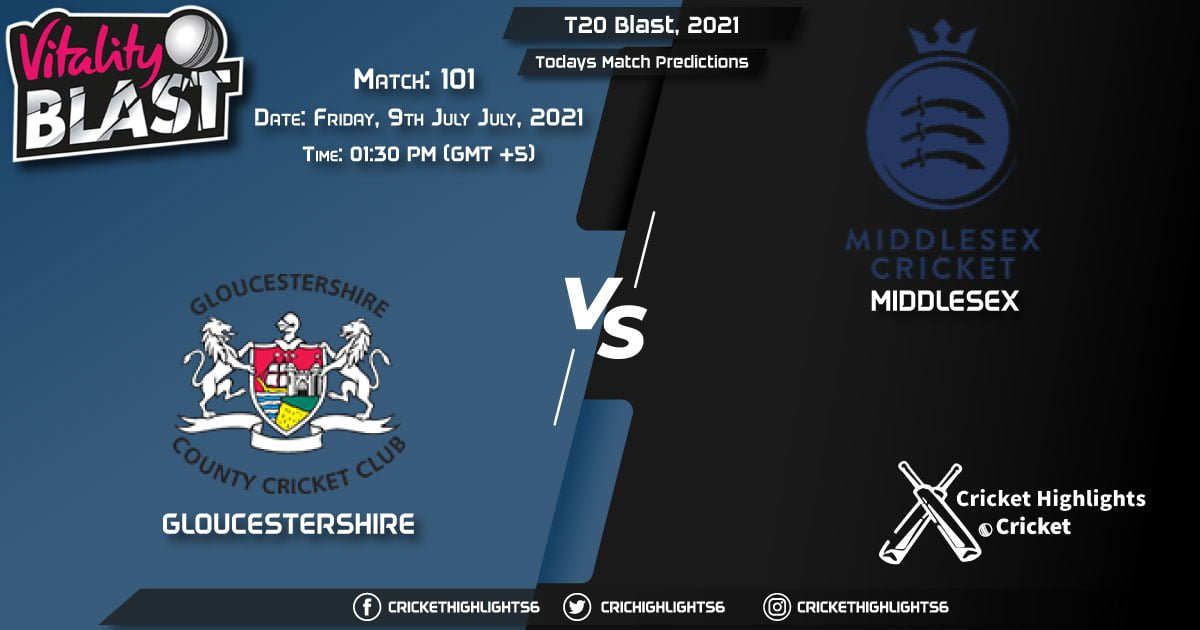 T20 Blast, 2021, Match 101 GLO vs MID, Playing 11 & Today's Match Predictions
