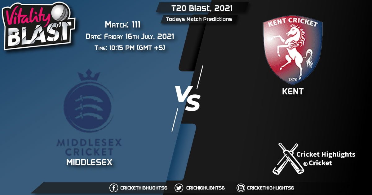 T20 Blast, 2021, Match 111 MID vs KET, Playing 11 & Today's Match Predictions