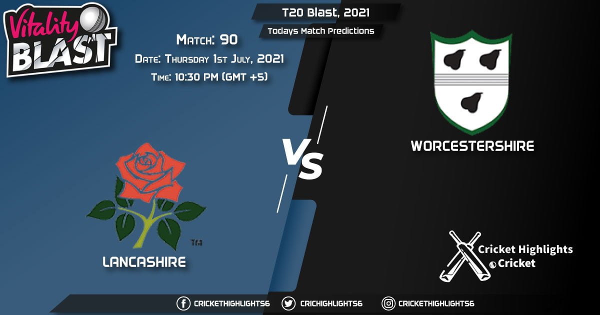 T20 Blast, 2021, Match 90 LAN vs WOR, Playing 11 & Today's Match Predictions
