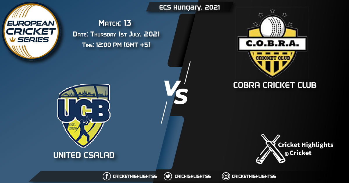 UCB vs COB, Live Scorecard, Match 13, July 1, 2021, Live Cricket Score, ECS Hungary, 2021