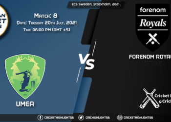 UME vs FOR, Live Scorecard, Match 8, July 20, 2021, Live Cricket Score, ECS Sweden, Stockholm, 2021