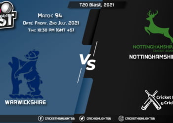 WAS vs NOT, Live Scorecard, Match 94, July 2, 2021, Live Cricket Score, T20 Blast, 2021