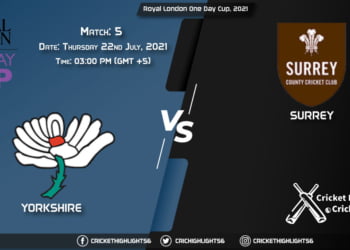 YOR vs SUR, Live Scorecard, Match 5, July 22, 2021, Live Cricket Score, Royal London One-Day Cup, 2021