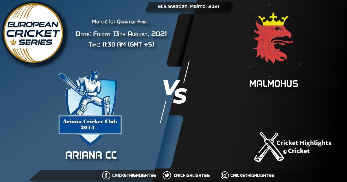 ARI vs MAM, Live Scorecard, Match 1st Quarter Final, August 13, 2021, Live Cricket Score, ECS Sweden, Malmo, 2021