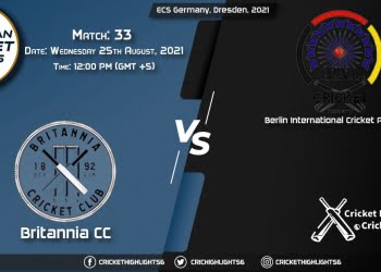 BRI vs BICA, Live Scorecard, Match 33, August 25, 2021, Live Cricket Score, ECS Germany, Dresden, 2021
