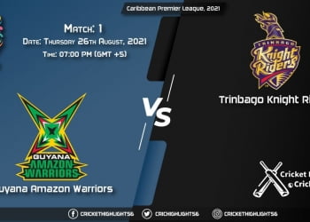 GUY vs TKR, Live Scorecard, Match 1, August 26, 2021, Live Cricket Score, Caribbean Premier League, 2021