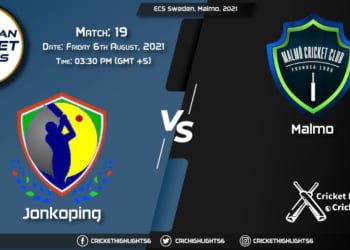 JKP vs MAL, Live Scorecard, Match 19, August 6, 2021, Live Cricket Score, ECS Sweden, Malmo, 2021