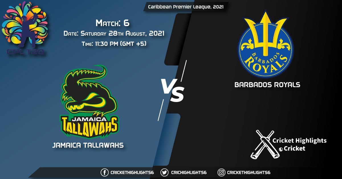 JT vs BR, Live Scorecard, Match 6, August 28, 2021, Live Cricket Score, Caribbean Premier League, 2021