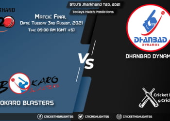 Jharkhand T20, 2021, Match Final BOK vs DHA, Playing 11 & Today's Match Predictions