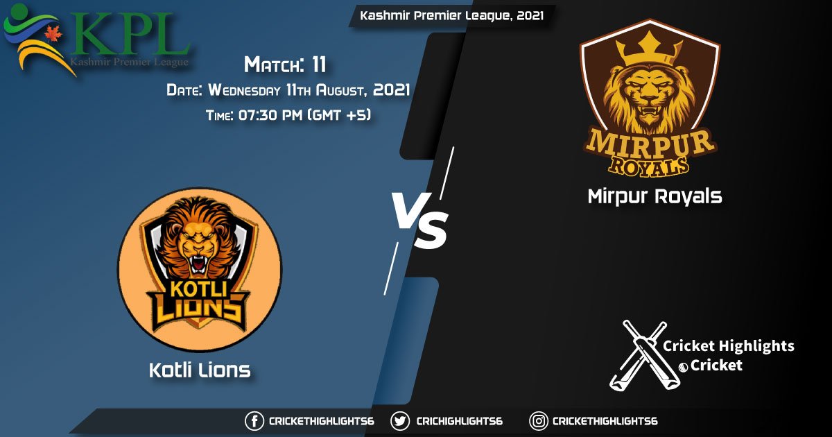Kashmir Premier League, 2021 Live Match 11, KL vs MR LIVE Streaming for free, When, Where, How to Watch