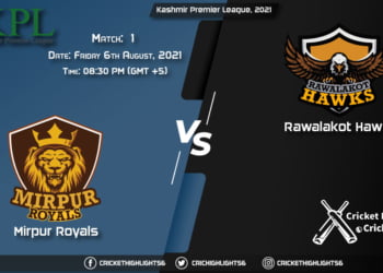 MR vs RH, Live Scorecard, Match 1, August 6, 2021, Live Cricket Score, Kashmir Premier League, 2021