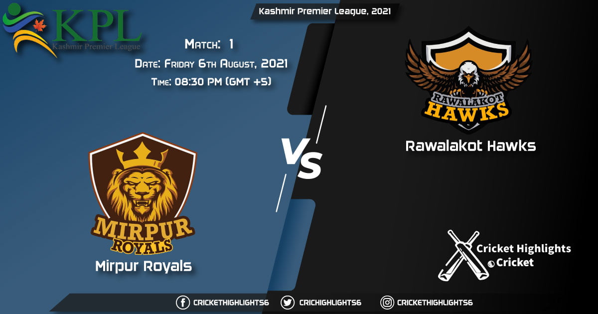 MR vs RH, Live Scorecard, Match 1, August 6, 2021, Live Cricket Score, Kashmir Premier League, 2021