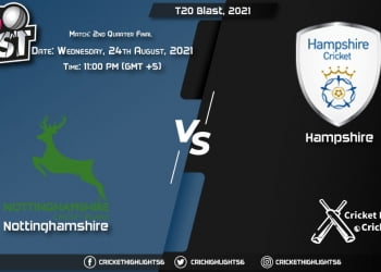 NOT vs HAM, Live Scorecard, Match 2nd Quarter Final, August 25, 2021, Live Cricket Score, T20 Blast, 2021