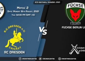 RCB vs FBL, Live Scorecard, Match 2, August 16, 2021, Live Cricket Score, ECS Germany, Dresden, 2021