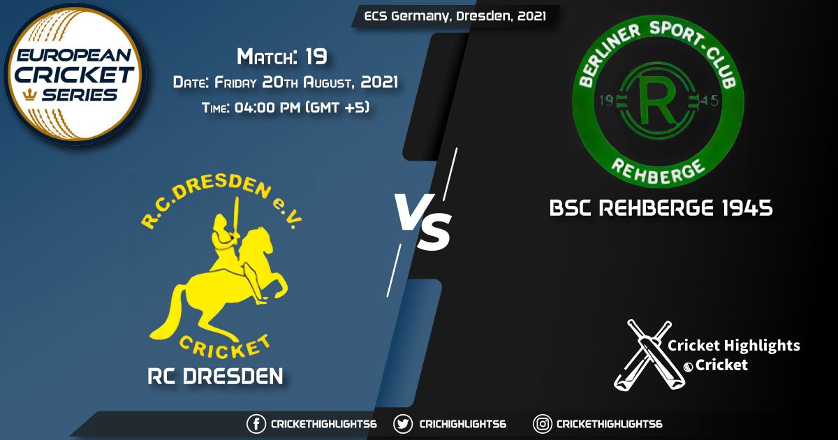 RCD vs BSCR, Live Scorecard, Match 19, August 20, 2021, Live Cricket Score, ECS Germany, Dresden, 2021