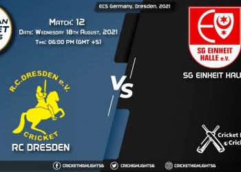 RCD vs EIH, Live Scorecard, Match 12, August 18, 2021, Live Cricket Score, ECS Germany, Dresden, 2021