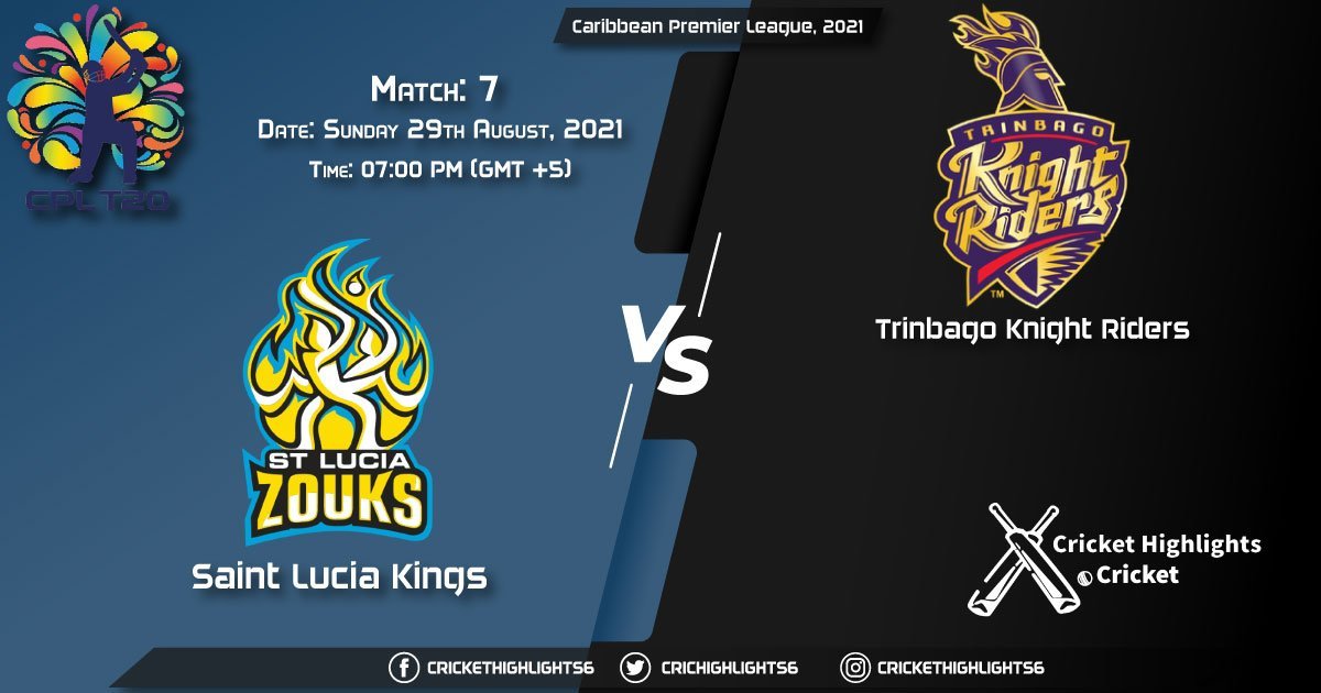 SLK vs TKR Live Score Match 7th, Playing 11 Live Match Today, August 29, 2021, Caribbean Premier League, 2021