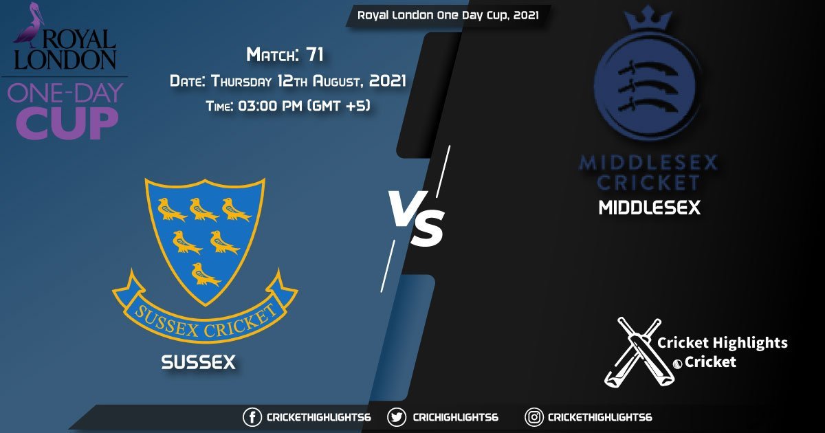 SUS vs MID, Live Scorecard, Match 71, August 12, 2021, Live Cricket Score, Royal London One-Day Cup, 2021