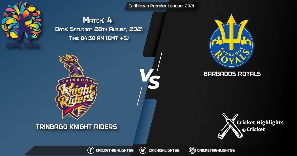 TKR vs BR, Live Scorecard, Match 4, August 28, 2021, Live Cricket Score, Caribbean Premier League, 2021