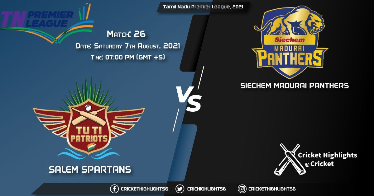 Tamil Nadu Premier League, 2021, Match 26 SS vs SMP, Playing 11 & Today's Match Predictions