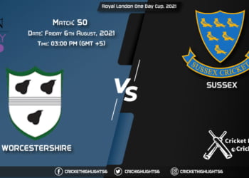 WOR vs SUS, Live Scorecard, Match 50, August 6, 2021, Live Cricket Score, Royal London One-Day Cup, 2021
