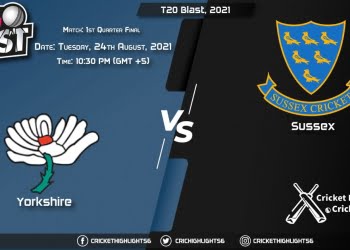 YOR vs SUS, Live Scorecard, Match 1st Quarter Final, August 24, 2021, Live Cricket Score, T20 Blast, 2021