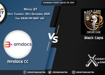 AMD vs BCP Live Score Match 27, Playing 11 Live Match Today, September 30, 2021, European Cricket Cyprus T10, 2021