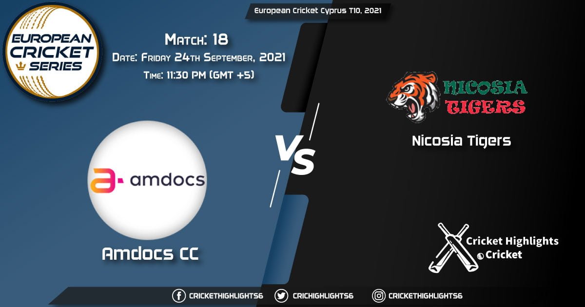 AMD vs NCT Live Score Match 18, Playing 11 Live Match Today, September 24, 2021, European Cricket Cyprus T10, 2021