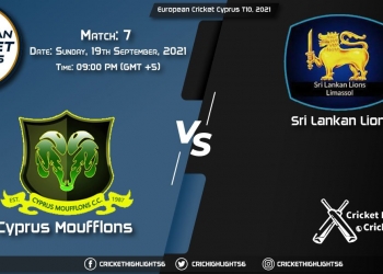CYM vs SLL Live Score Match 7, Playing 11 Live Match Today, September 19, 2021, European Cricket Cyprus T10, 2021