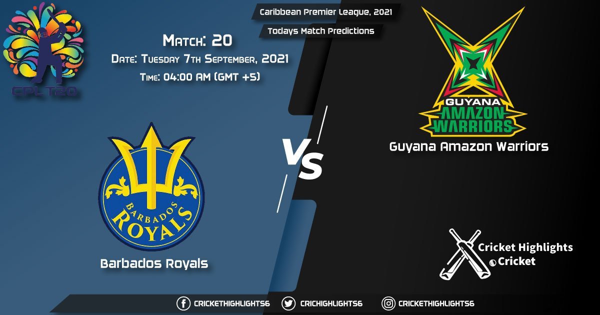 Caribbean Premier League, 2021, Match 20 BR vs GUY, Playing 11 & Today's Match Predictions