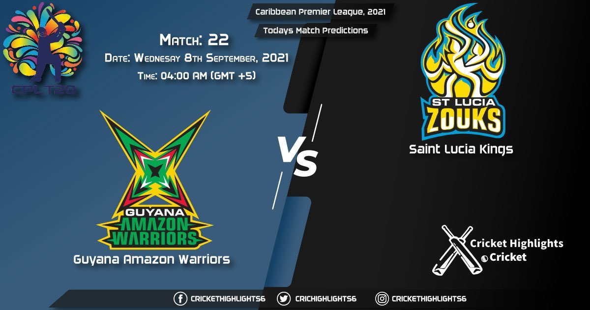 Caribbean Premier League, 2021, Match 22 GUY vs SLK, Playing 11 & Today's Match Predictions