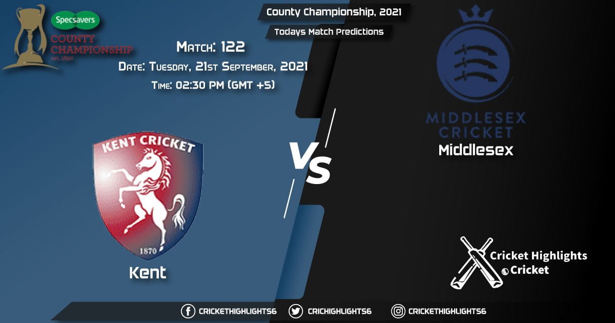 County Championship, 2021, Match 122 KET vs MID, Playing 11 & Today's Match Predictions