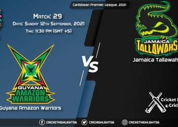GUY vs JAM Live Score Match 29, Playing 11 Live Match Today, September 12, 2021, Caribbean Premier League, 2021