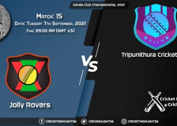 JRO vs TRC Live Score Match 15, Playing 11 Live Match Today, September 7, 2021, Kerala Club Championship, 2021