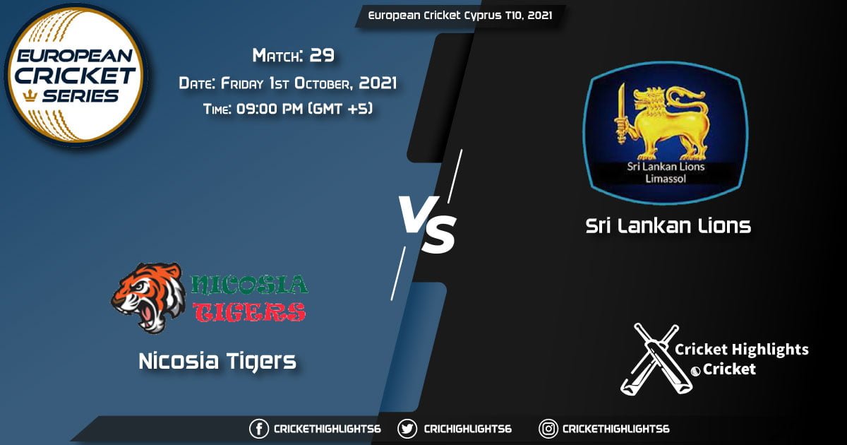 NCT vs SLL Live Score Match 29, Playing 11 Live Match Today, October 1, 2021, European Cricket Cyprus T10, 2021