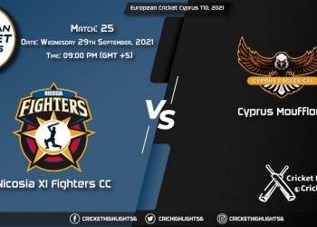 NFCC vs CYM Live Score Match 25, Playing 11 Live Match Today, September 29, 2021, European Cricket Cyprus T10, 2021