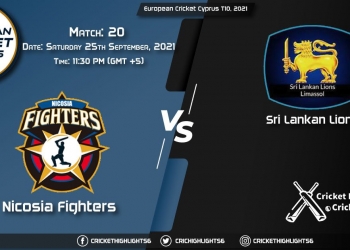 NFCC vs SLL Live Score Match 20, Playing 11 Live Match Today, September 25, 2021, European Cricket Cyprus T10, 2021