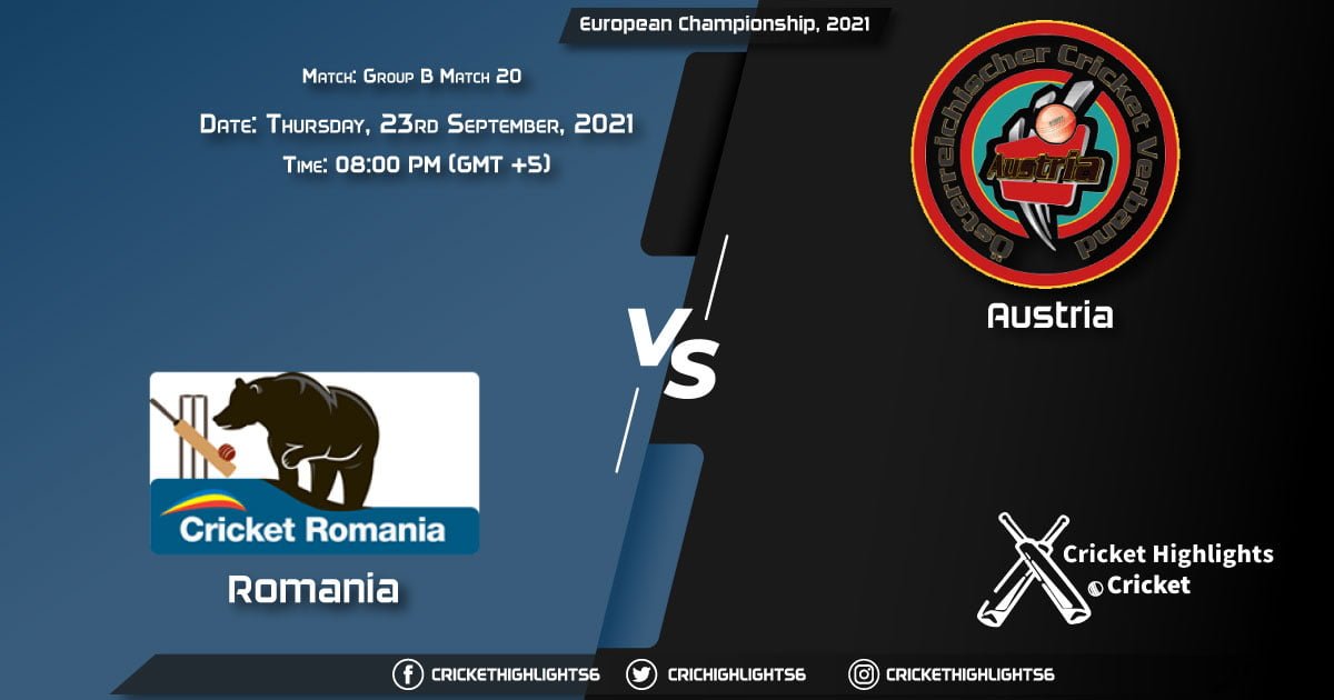 ROM vs AUT Live Score Match 20 - Group B, Playing 11 Live Match Today, September 23, 2021, European Championship, 2021