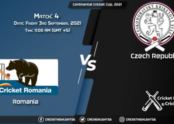 ROM vs CZR Live Score Match 4, Playing 11 Live Match Today, September 3, 2021, Continental Cricket Cup, 2021