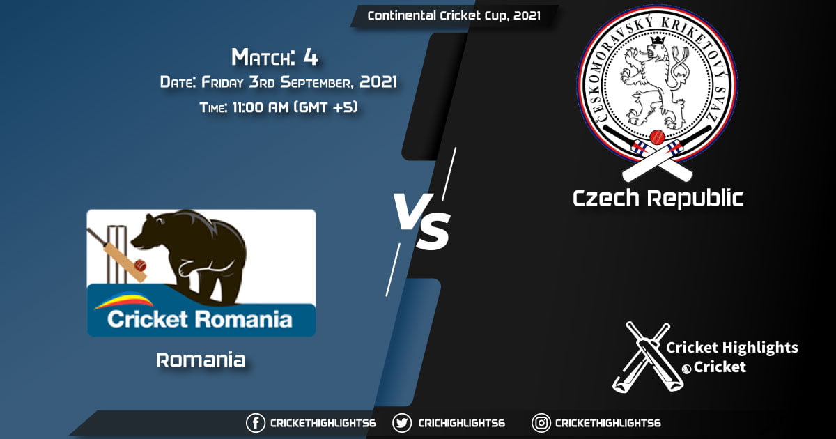 ROM vs CZR Live Score Match 4, Playing 11 Live Match Today, September 3, 2021, Continental Cricket Cup, 2021