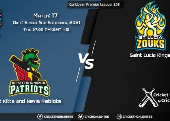SKN vs SLK Live Score Match 17, Playing 11 Live Match Today, September 5, 2021, Caribbean Premier League, 2021