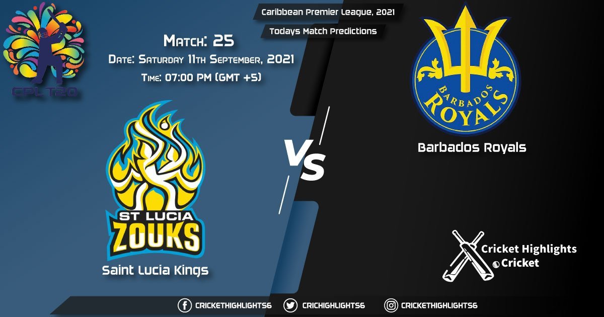 SLK vs BR Live Score Match 25, Playing 11 Live Match Today, September 11, 2021, Caribbean Premier League, 2021