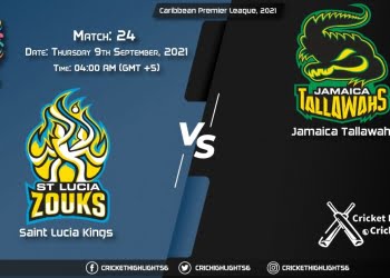 SLK vs JAM Live Score Match 24, Playing 11 Live Match Today, September 9, 2021, Caribbean Premier League, 2021